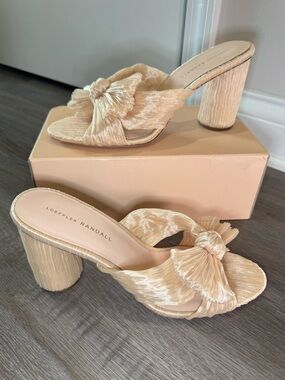 Loeffler Randall Penny Pleated Knot Mules in Almond